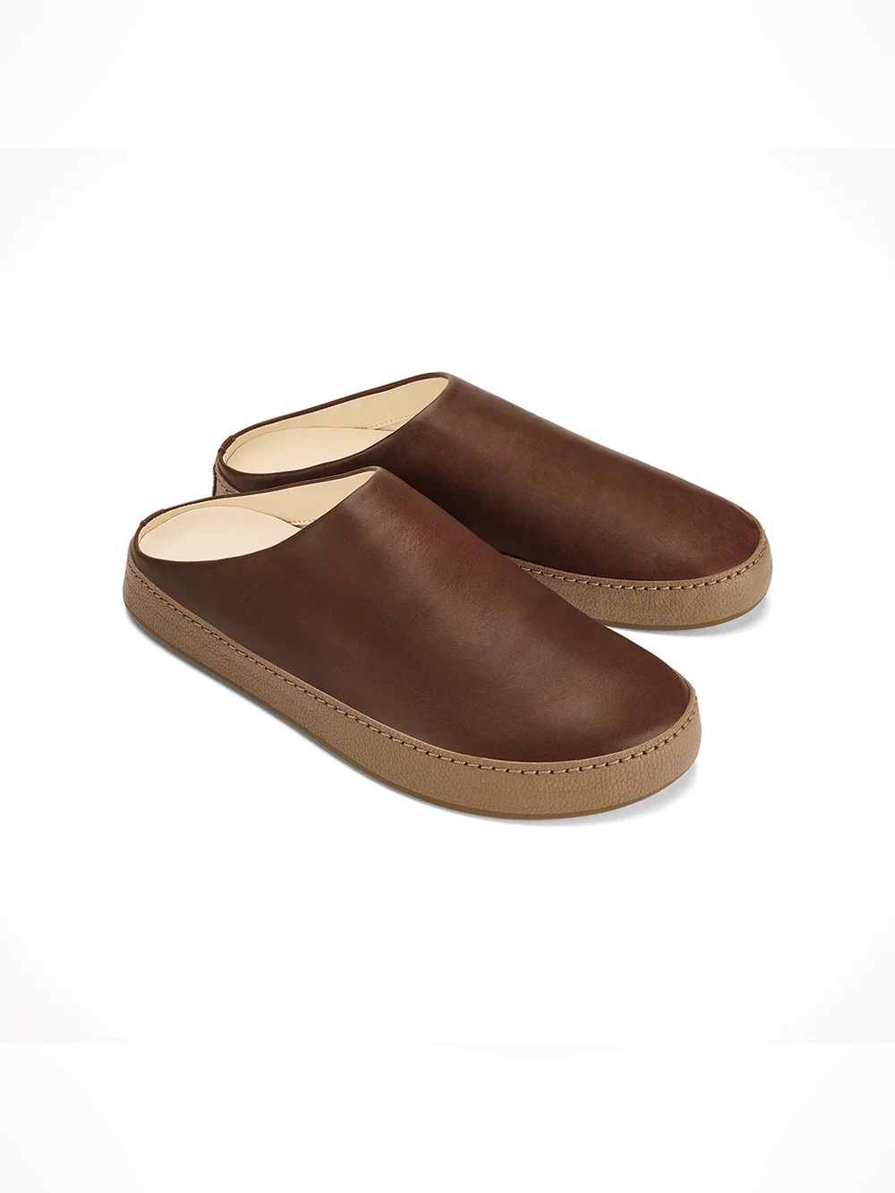 Olukai Hamani Men Size 9 Brown Leather Slip-on Mules Comfort Casual Versatile